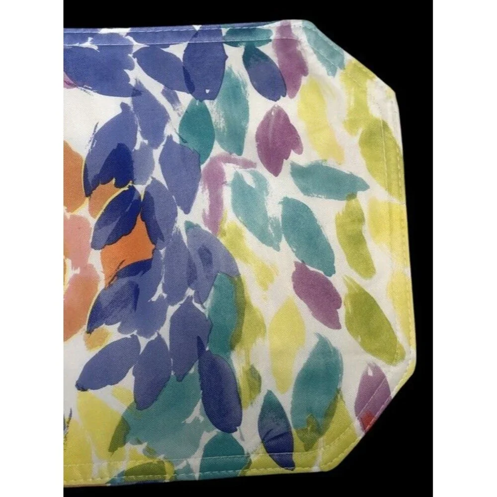 Rainbow Leaves Vinyl Placemats Set of 4 Reversible 12x18 Indoor Outdoor Beach